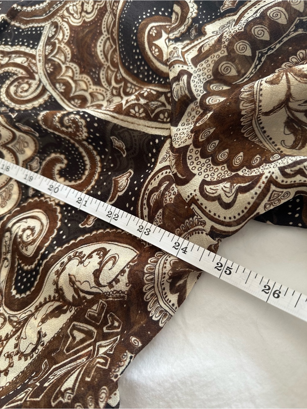 Chico's brown and cream 100% silk kimono or cover-up, size large (3) - Picture 7 of 8